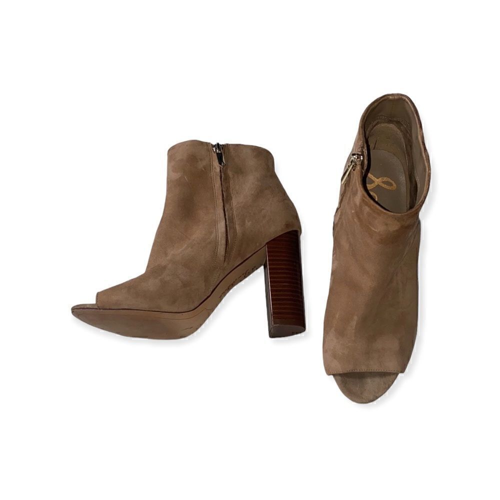 Sam Edelman Yarin Suede Peeptoe Booties - Picture 3 of 9